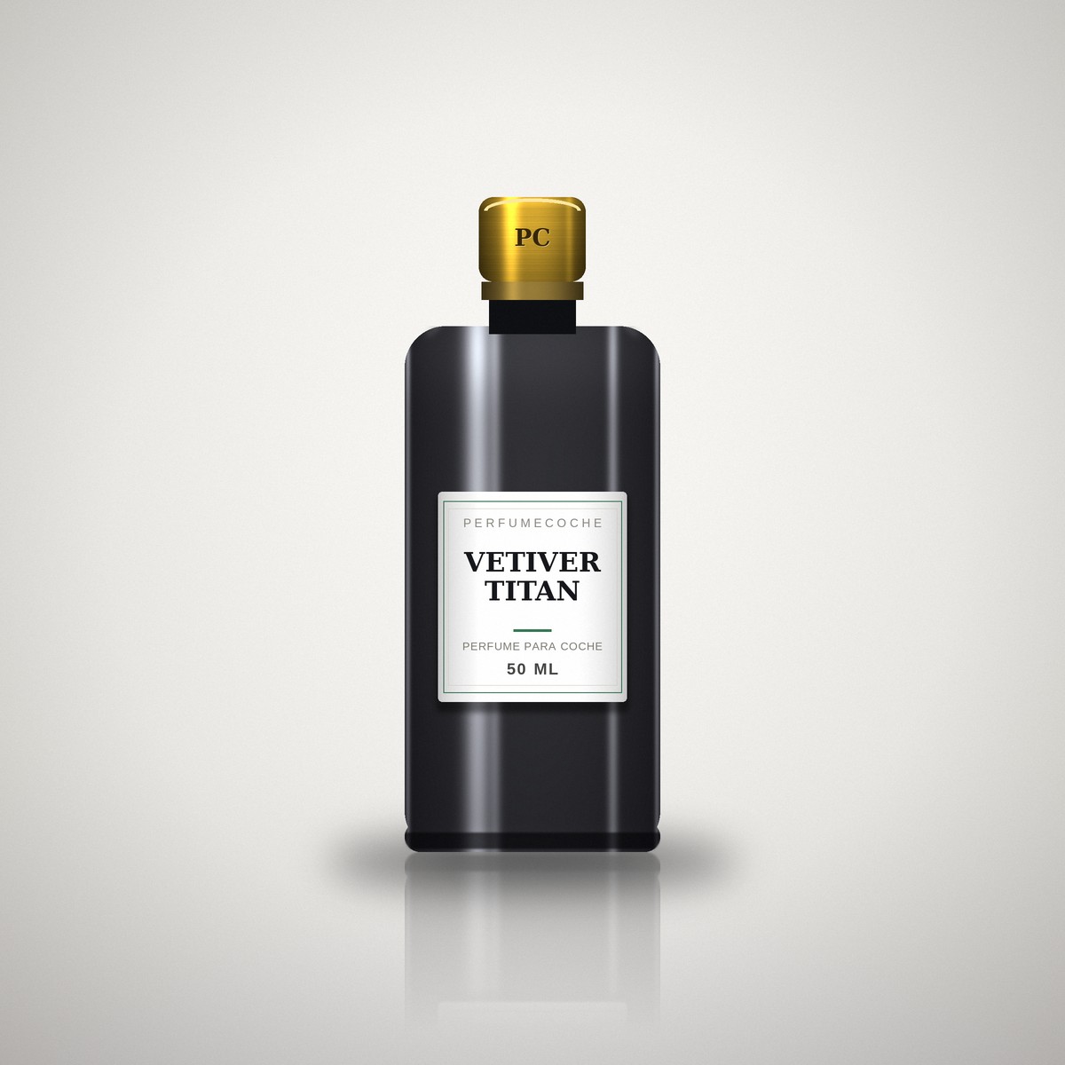 Perfume de coche para hombre Vetiver Titan, fragancia amaderada seca en frasco verde oscuro